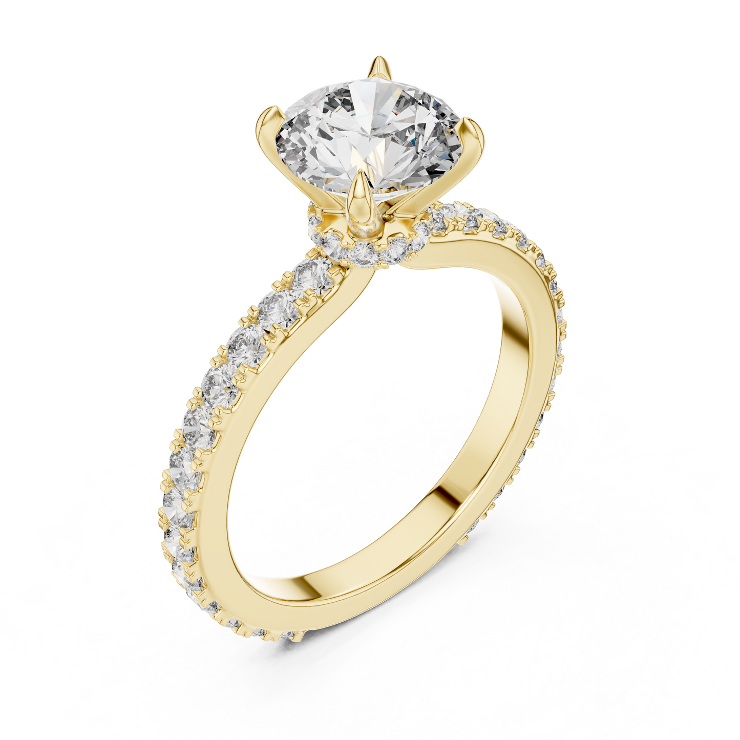 1.10Ct Round Cut Hidden Halo Ring Brilliant Center Stone Rose Gold Solitaire Ring