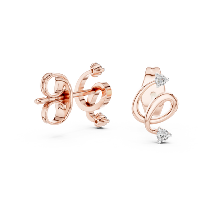 Abstract Loop Diamond Stud Earrings | Contemporary Infinity Design | Silver Gold Plated Minimal Earrings | Everyday Luxury Gift