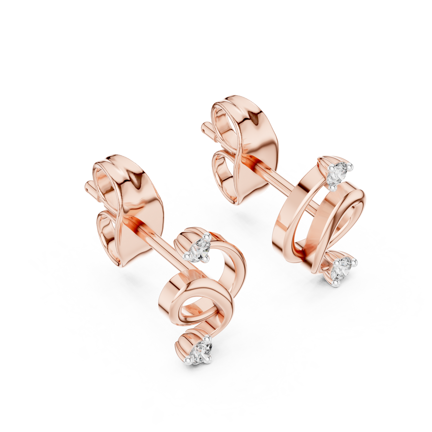 Abstract Loop Diamond Stud Earrings | Contemporary Infinity Design | Silver Gold Plated Minimal Earrings | Everyday Luxury Gift