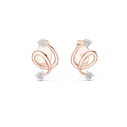 Abstract Loop Diamond Stud Earrings | Contemporary Infinity Design | Silver Gold Plated Minimal Earrings | Everyday Luxury Gift