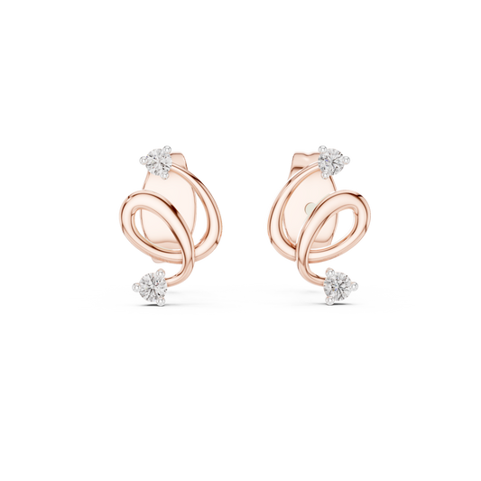 Abstract Loop Diamond Stud Earrings | Contemporary Infinity Design | Silver Gold Plated Minimal Earrings | Everyday Luxury Gift