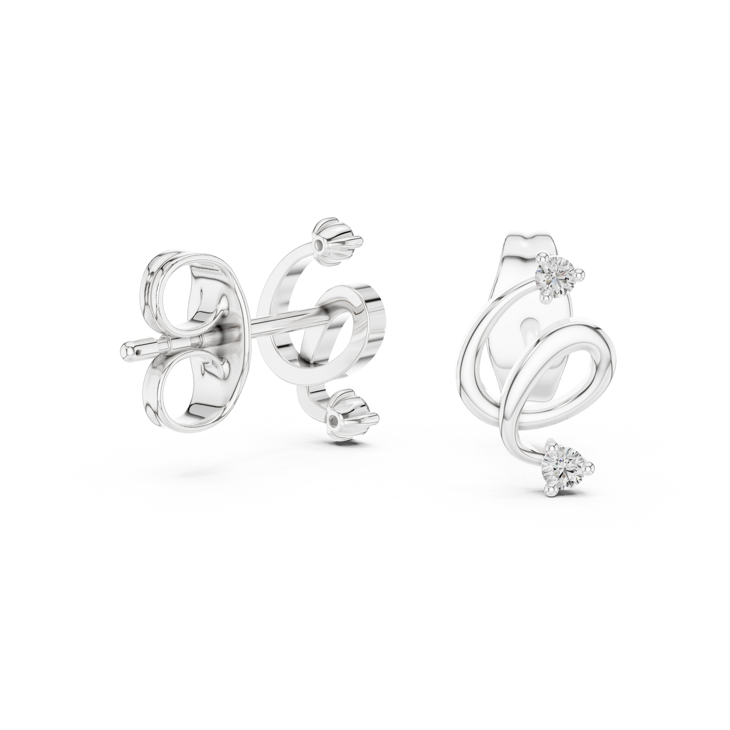 Abstract Loop Diamond Stud Earrings | Contemporary Infinity Design | Silver Gold Plated Minimal Earrings | Everyday Luxury Gift