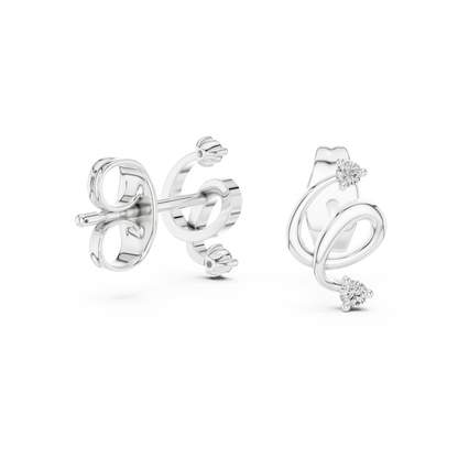 Abstract Loop Diamond Stud Earrings | Contemporary Infinity Design | Silver Gold Plated Minimal Earrings | Everyday Luxury Gift