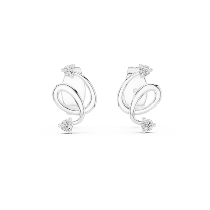 Abstract Loop Diamond Stud Earrings | Contemporary Infinity Design | Silver Gold Plated Minimal Earrings | Everyday Luxury Gift
