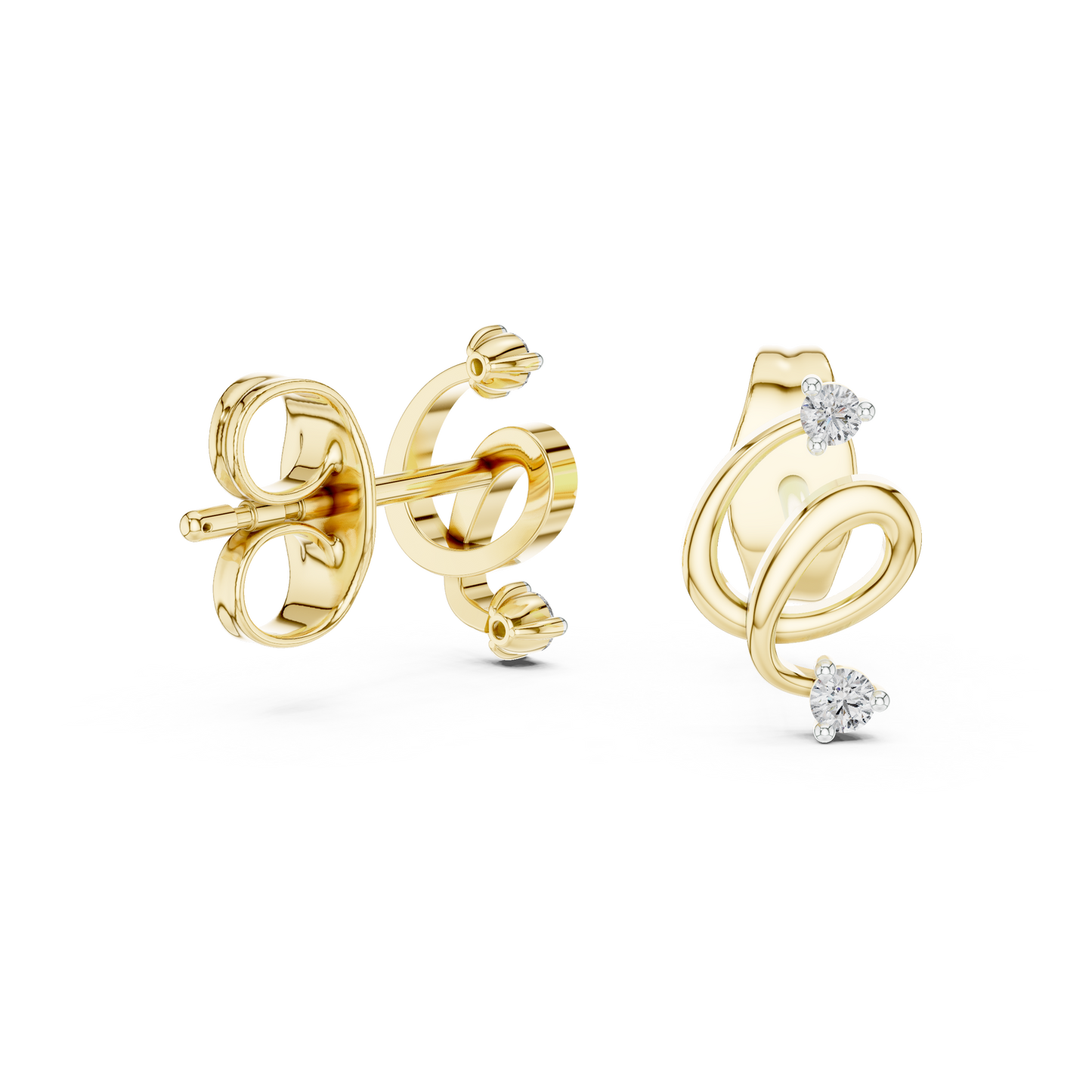 Abstract Loop Diamond Stud Earrings | Contemporary Infinity Design | Silver Gold Plated Minimal Earrings | Everyday Luxury Gift