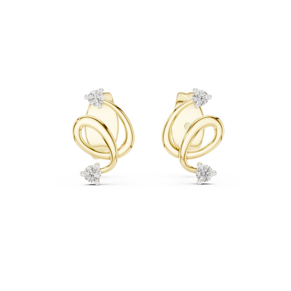 Abstract Loop Diamond Stud Earrings | Contemporary Infinity Design | Silver Gold Plated Minimal Earrings | Everyday Luxury Gift