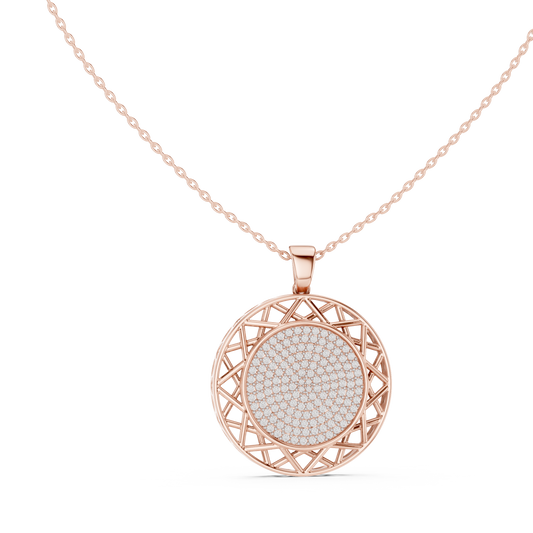 Precision-crafted lattice halo surrounds a pavé diamond center, reflecting infinite prestige, refined brilliance, and contemporary power design.