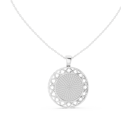 Precision-crafted lattice halo surrounds a pavé diamond center, reflecting infinite prestige, refined brilliance, and contemporary power design.