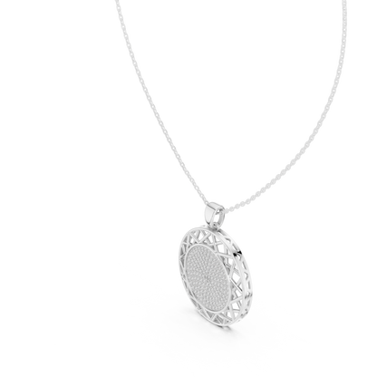 Precision-crafted lattice halo surrounds a pavé diamond center, reflecting infinite prestige, refined brilliance, and contemporary power design.