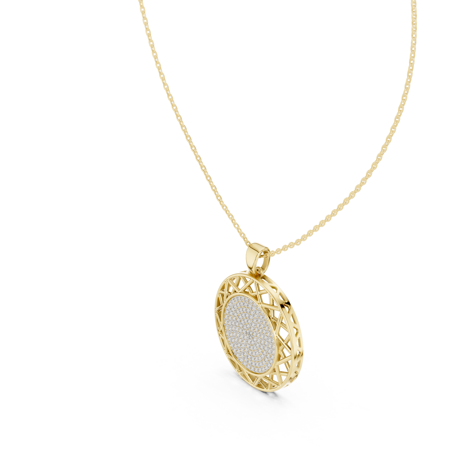 Precision-crafted lattice halo surrounds a pavé diamond center, reflecting infinite prestige, refined brilliance, and contemporary power design.