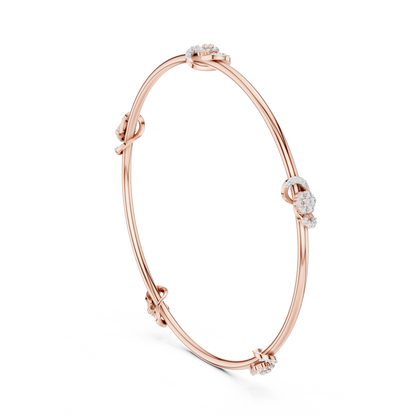 Silver Knot Stacking Bangle • Sparkling Diamond Accents • Elegant Luxury Bracelet • Handmade Fine Silver Jewelry
