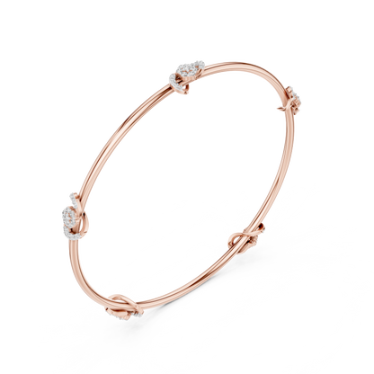 Silver Knot Stacking Bangle • Sparkling Diamond Accents • Elegant Luxury Bracelet • Handmade Fine Silver Jewelry