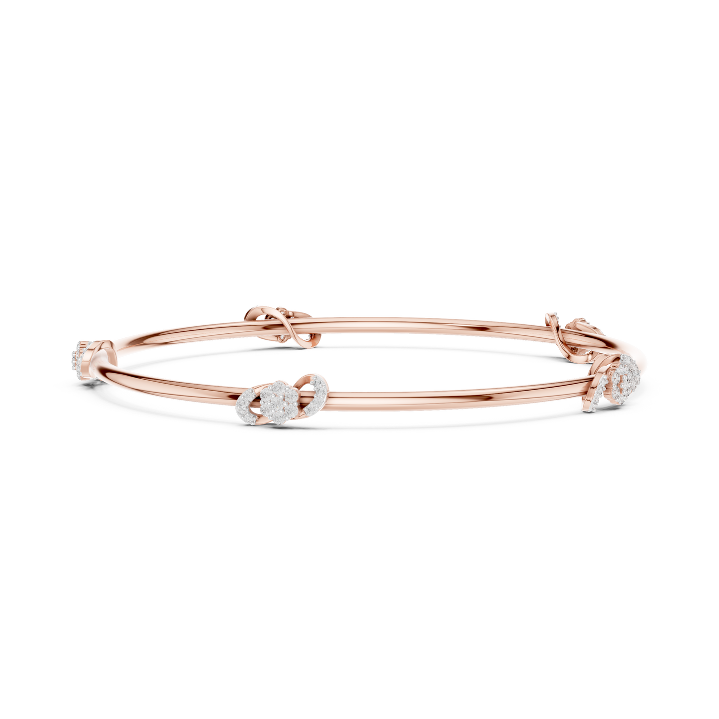Silver Knot Stacking Bangle • Sparkling Diamond Accents • Elegant Luxury Bracelet • Handmade Fine Silver Jewelry