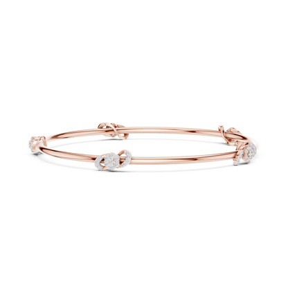 Silver Knot Stacking Bangle • Sparkling Diamond Accents • Elegant Luxury Bracelet • Handmade Fine Silver Jewelry