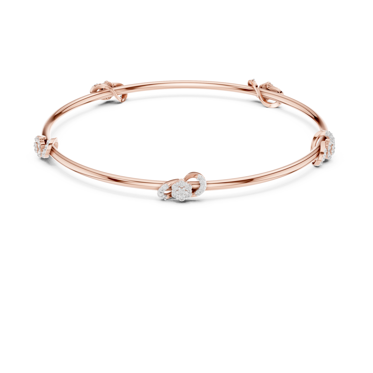 Silver Knot Stacking Bangle • Sparkling Diamond Accents • Elegant Luxury Bracelet • Handmade Fine Silver Jewelry