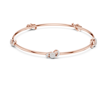 Silver Knot Stacking Bangle • Sparkling Diamond Accents • Elegant Luxury Bracelet • Handmade Fine Silver Jewelry