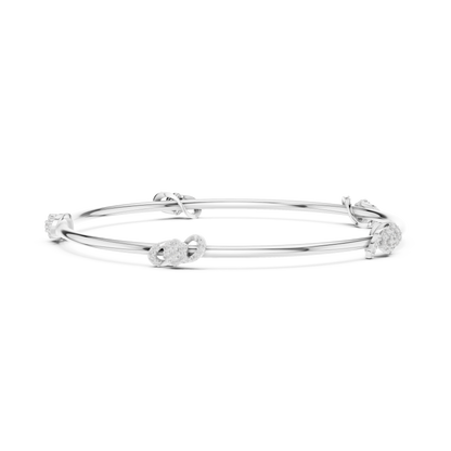 Silver Knot Stacking Bangle • Sparkling Diamond Accents • Elegant Luxury Bracelet • Handmade Fine Silver Jewelry