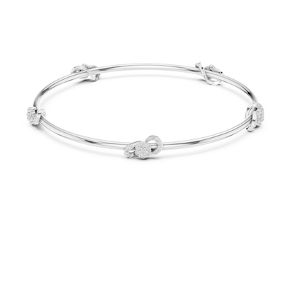 Silver Knot Stacking Bangle • Sparkling Diamond Accents • Elegant Luxury Bracelet • Handmade Fine Silver Jewelry