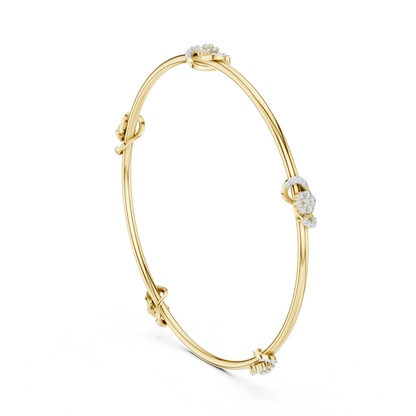 Silver Knot Stacking Bangle • Sparkling Diamond Accents • Elegant Luxury Bracelet • Handmade Fine Silver Jewelry