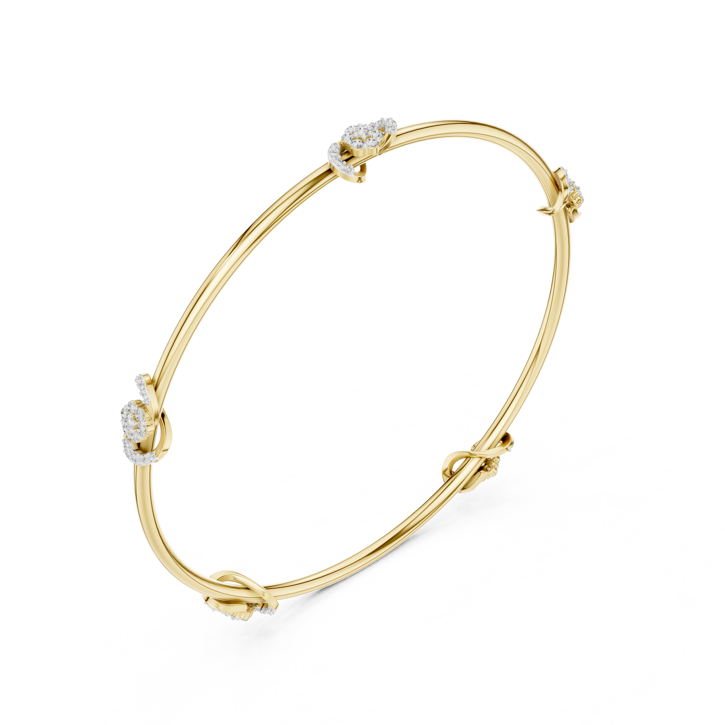 Silver Knot Stacking Bangle • Sparkling Diamond Accents • Elegant Luxury Bracelet • Handmade Fine Silver Jewelry