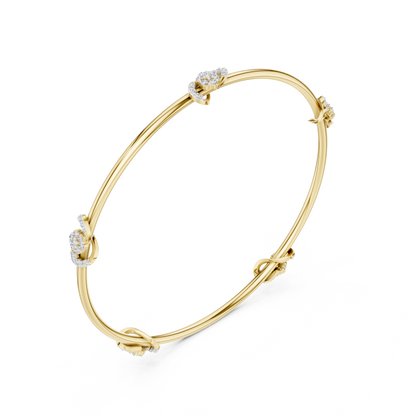 Silver Knot Stacking Bangle • Sparkling Diamond Accents • Elegant Luxury Bracelet • Handmade Fine Silver Jewelry