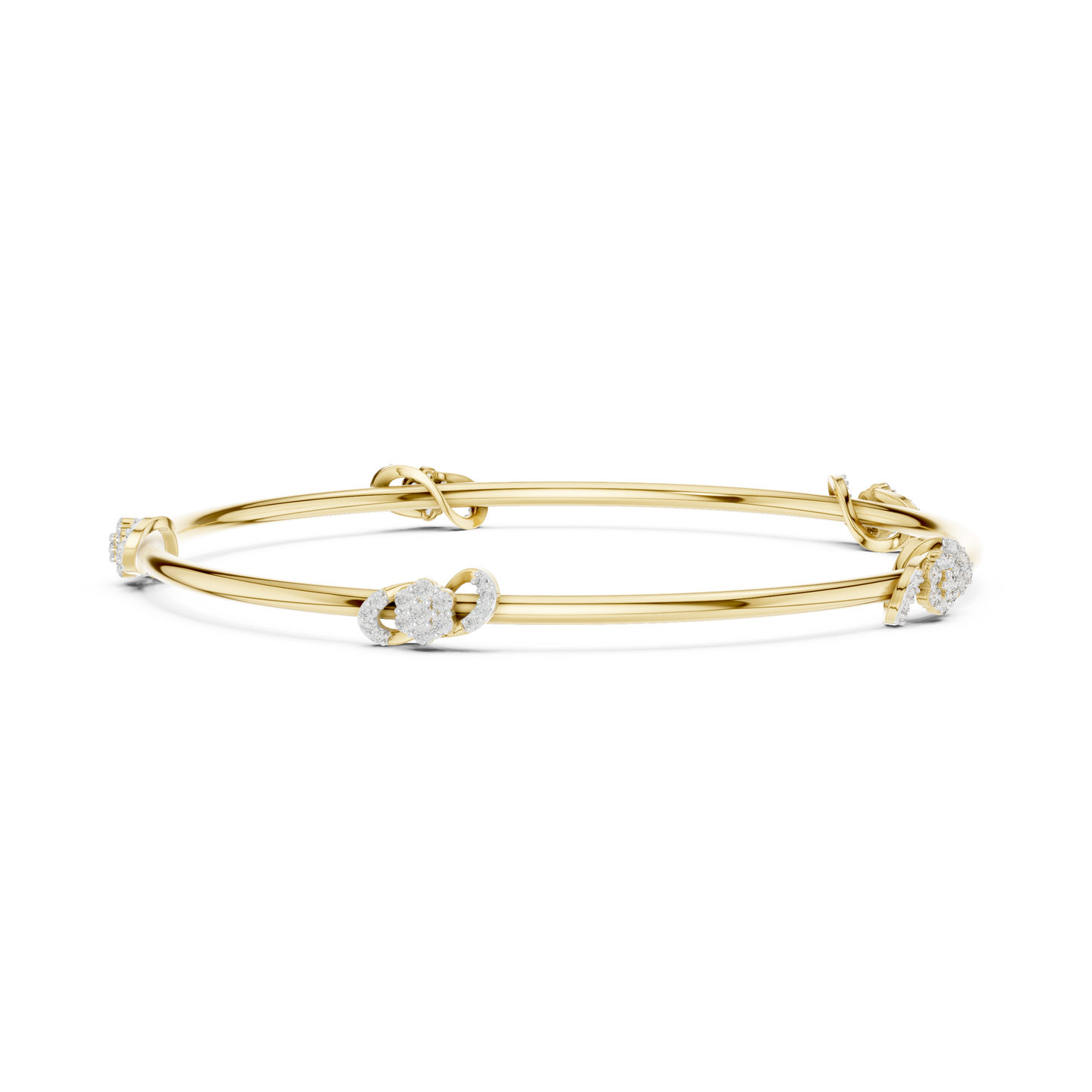 Silver Knot Stacking Bangle • Sparkling Diamond Accents • Elegant Luxury Bracelet • Handmade Fine Silver Jewelry