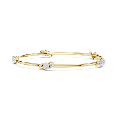 Silver Knot Stacking Bangle • Sparkling Diamond Accents • Elegant Luxury Bracelet • Handmade Fine Silver Jewelry