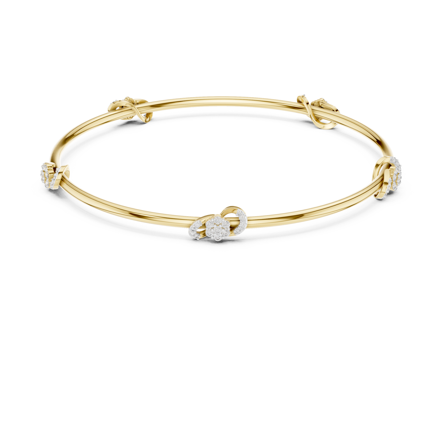 Silver Knot Stacking Bangle • Sparkling Diamond Accents • Elegant Luxury Bracelet • Handmade Fine Silver Jewelry