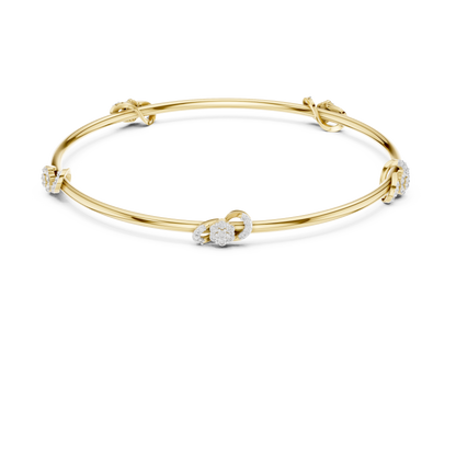 Silver Knot Stacking Bangle • Sparkling Diamond Accents • Elegant Luxury Bracelet • Handmade Fine Silver Jewelry