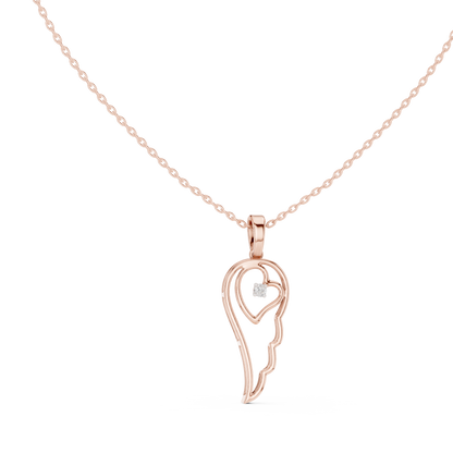 Heart Angel Wing - Diamond Gold Necklace - Romantic Meaningful Jewelry Gift
