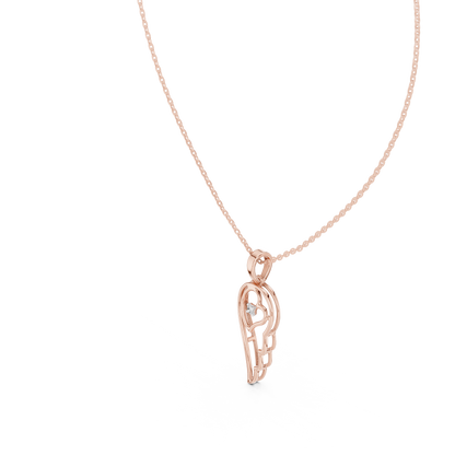 Heart Angel Wing - Diamond Gold Necklace - Romantic Meaningful Jewelry Gift