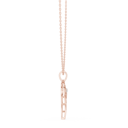 Heart Angel Wing - Diamond Gold Necklace - Romantic Meaningful Jewelry Gift