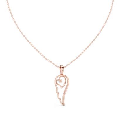 Heart Angel Wing - Diamond Gold Necklace - Romantic Meaningful Jewelry Gift