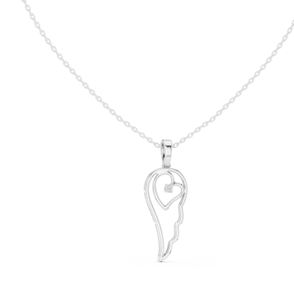 Heart Angel Wing - Diamond Gold Necklace - Romantic Meaningful Jewelry Gift