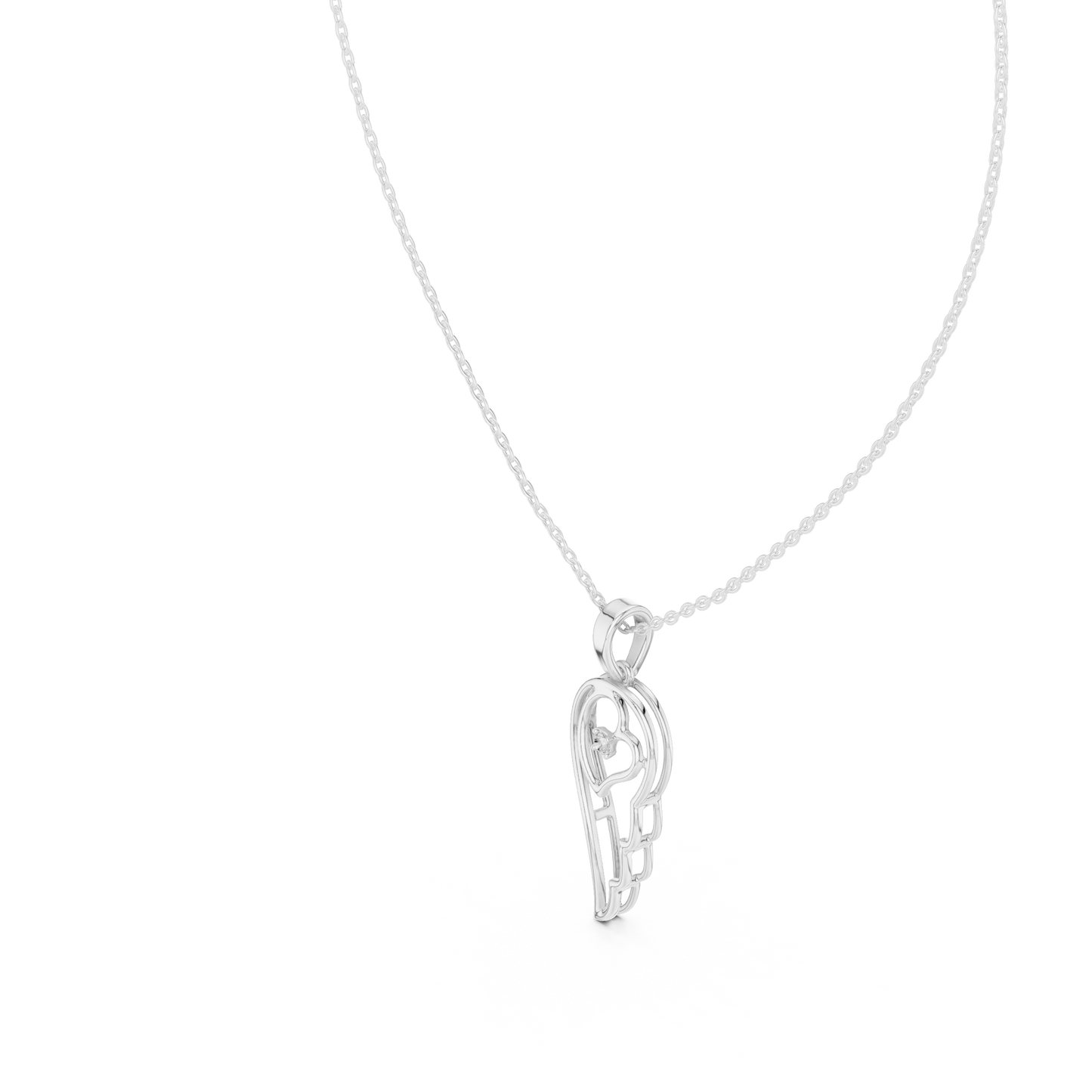 Heart Angel Wing - Diamond Gold Necklace - Romantic Meaningful Jewelry Gift