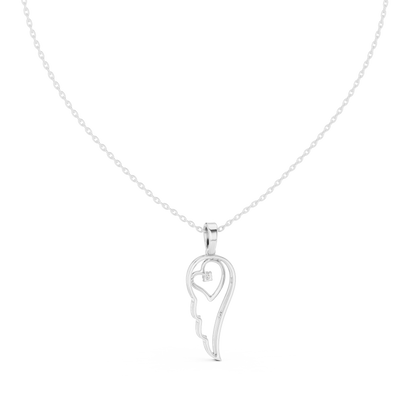 Heart Angel Wing - Diamond Gold Necklace - Romantic Meaningful Jewelry Gift