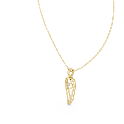 Heart Angel Wing - Diamond Gold Necklace - Romantic Meaningful Jewelry Gift