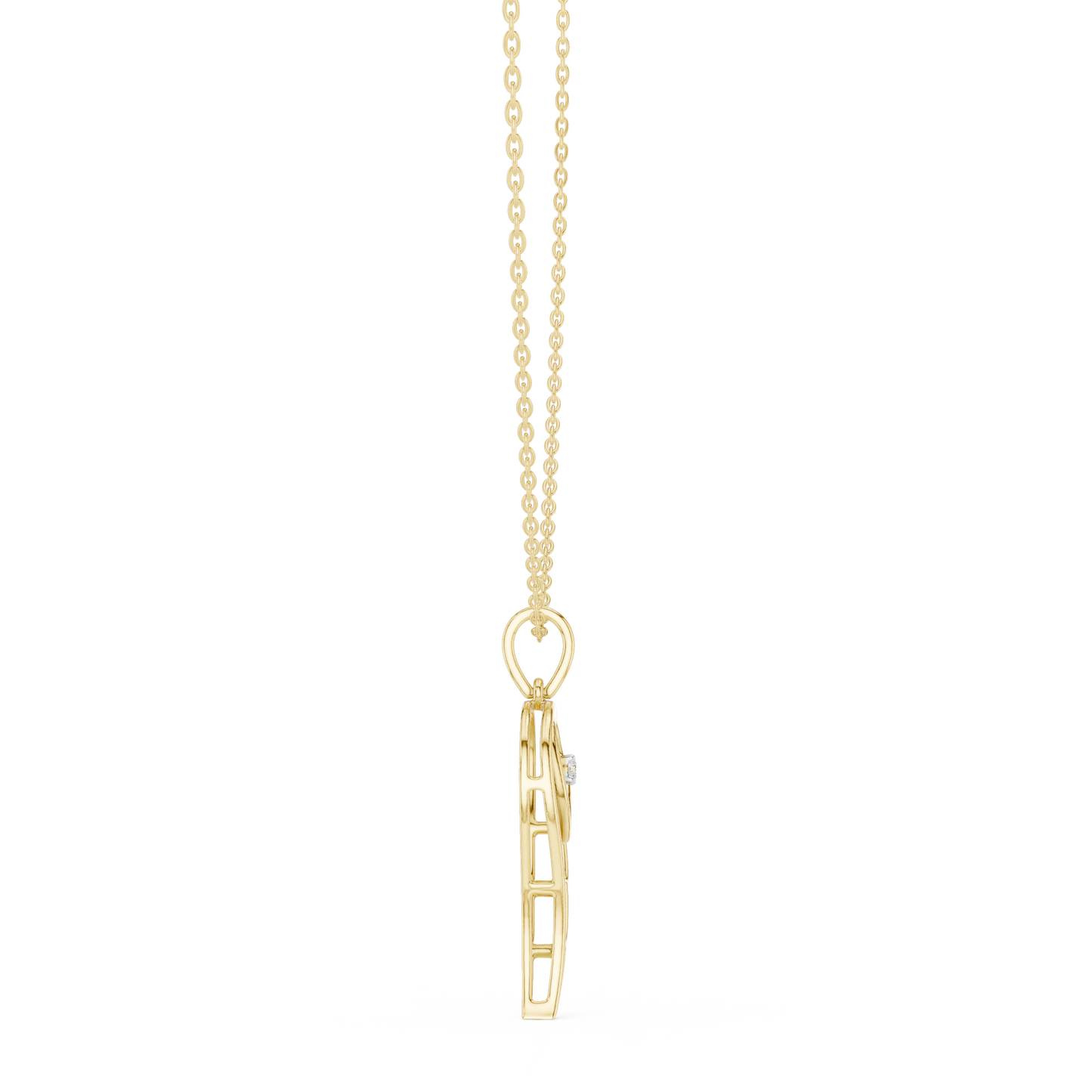 Heart Angel Wing - Diamond Gold Necklace - Romantic Meaningful Jewelry Gift