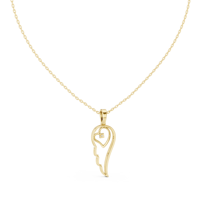 Heart Angel Wing - Diamond Gold Necklace - Romantic Meaningful Jewelry Gift