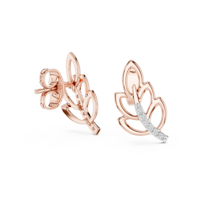 Silken Curve Diamond Leaf Studs – Contemporary Fine Gold Jewelry - Fluid Sculpture Leaf Diamond Earrings – Modern Fine Jewelry Statement Studs