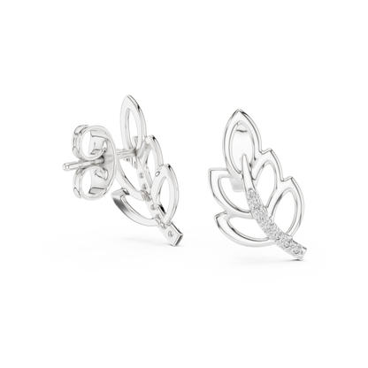 Silken Curve Diamond Leaf Studs – Contemporary Fine Gold Jewelry - Fluid Sculpture Leaf Diamond Earrings – Modern Fine Jewelry Statement Studs