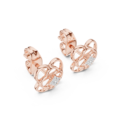 Quatrefoil Diamond Stud Earrings in Solid Gold | Minimal Floral Luxury Earrings | Bridal & Everyday Fine Jewelry