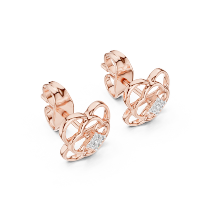 Quatrefoil Diamond Stud Earrings in Solid Gold | Minimal Floral Luxury Earrings | Bridal & Everyday Fine Jewelry