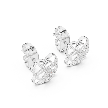 Quatrefoil Diamond Stud Earrings in Solid Gold | Minimal Floral Luxury Earrings | Bridal & Everyday Fine Jewelry