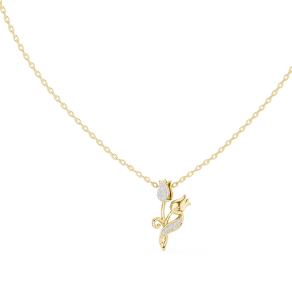 Designer Floral Diamond Pendant | Tulip Inspired Gold Necklace | Statement Love Gift Women Jewelry