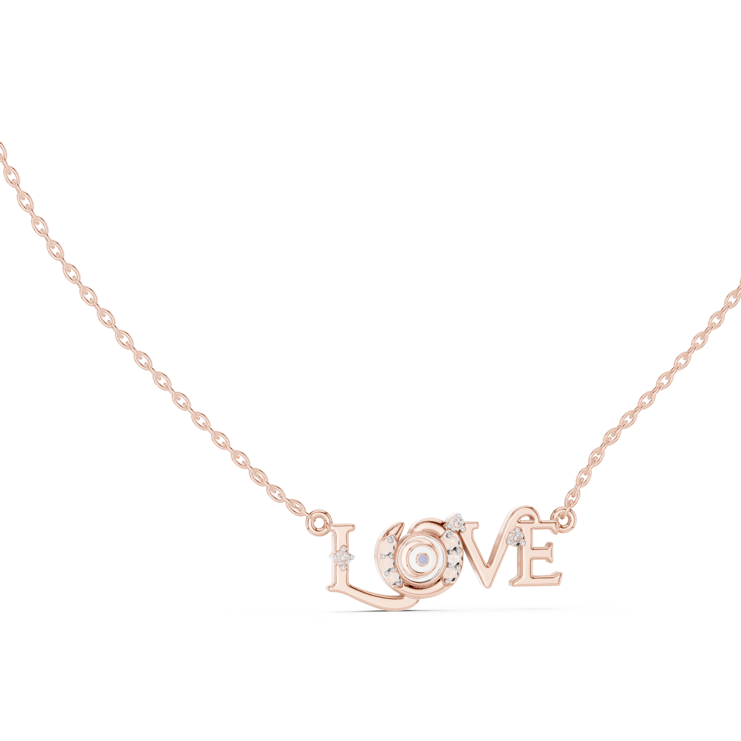 Diamond LOVE Pendant | Minimal Gold Necklace | Timeless Valentine Gift For Women