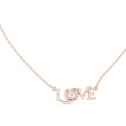 Diamond LOVE Pendant | Minimal Gold Necklace | Timeless Valentine Gift For Women
