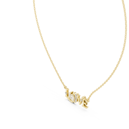 Diamond LOVE Pendant | Minimal Gold Necklace | Timeless Valentine Gift For Women