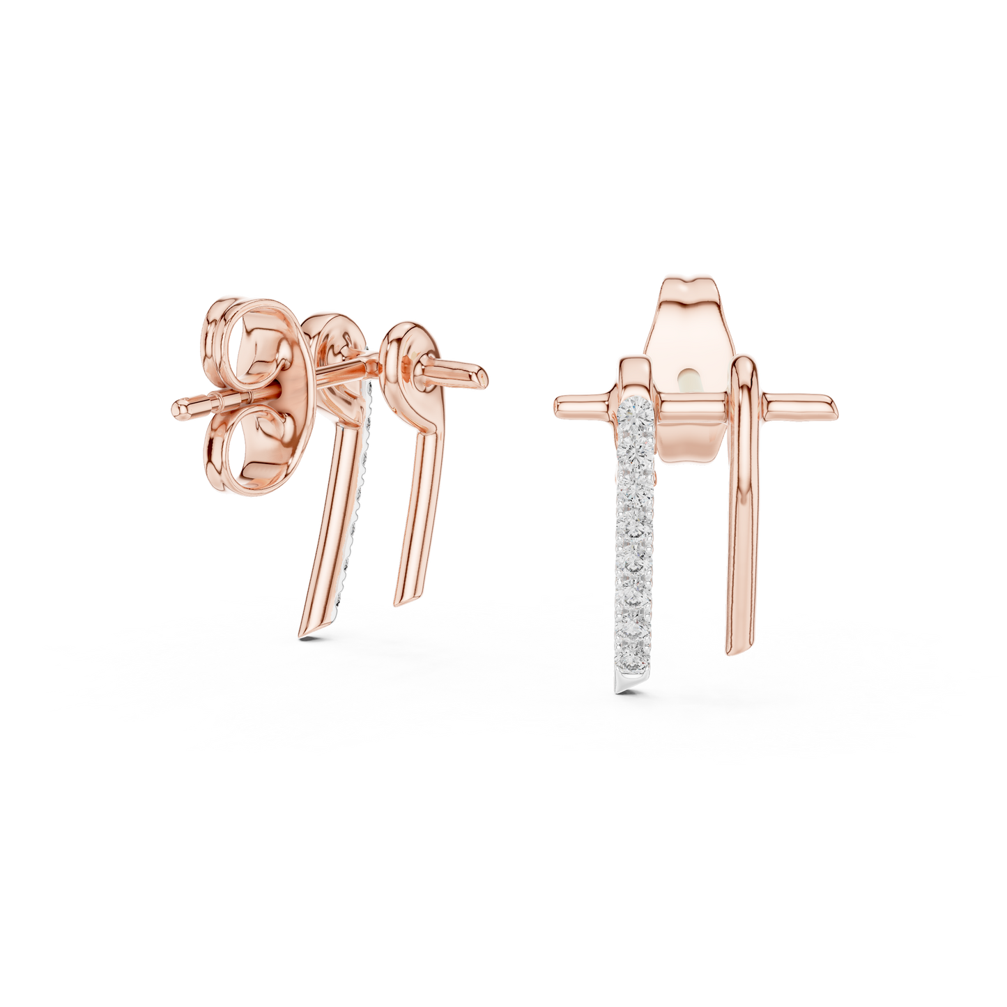 Slim Diamond Bar Earrings | Handmade Fine Gold Stud Earrings | Clean Aesthetic Luxury Jewelry