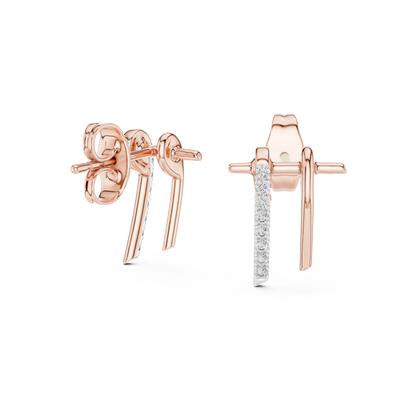 Slim Diamond Bar Earrings | Handmade Fine Gold Stud Earrings | Clean Aesthetic Luxury Jewelry